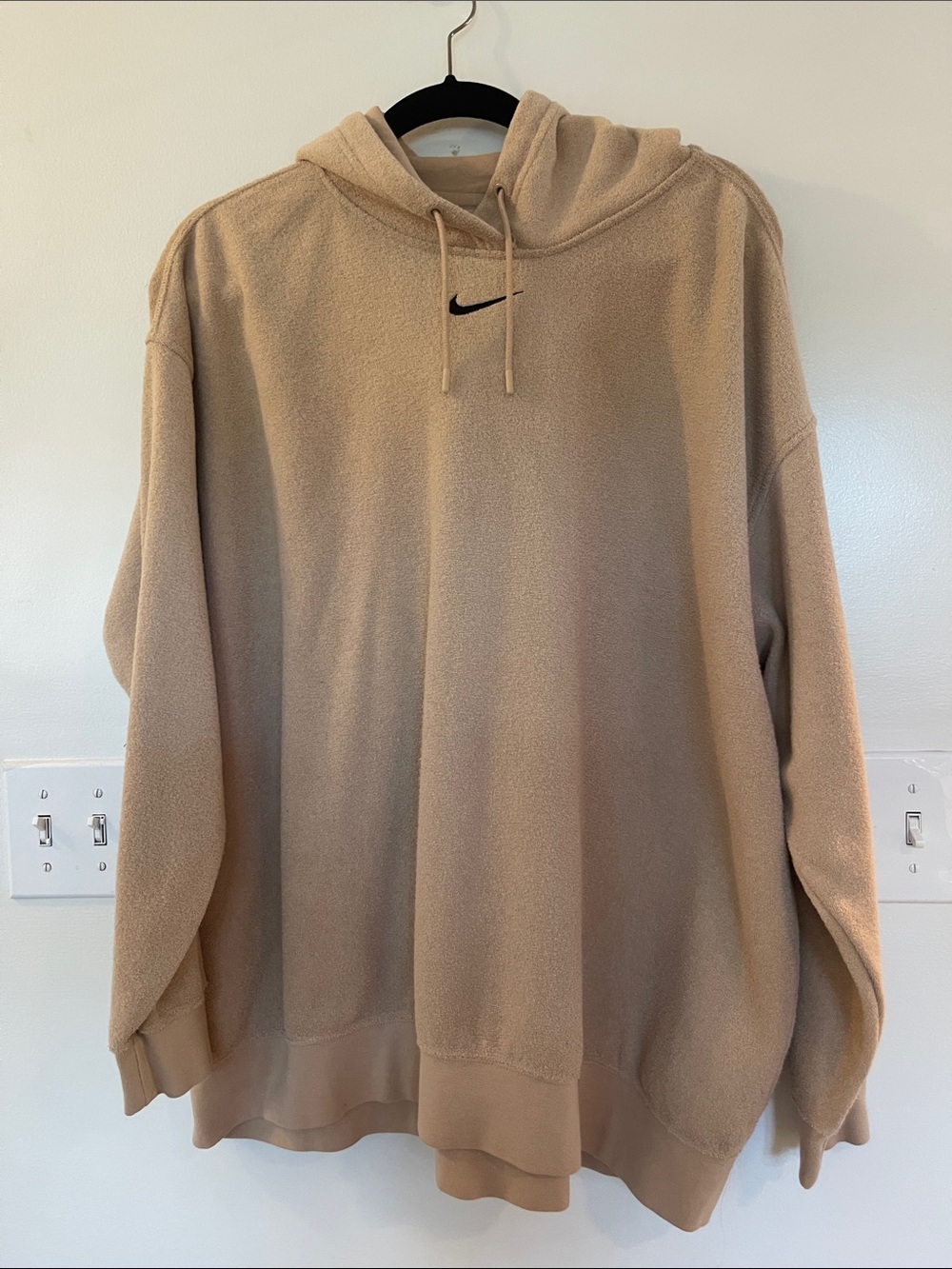 Nike Tan Fleece Hoodie with Black Swoosh